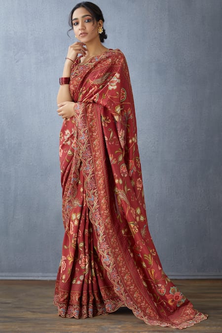 Torani Red Handwoven Chanderi Saree