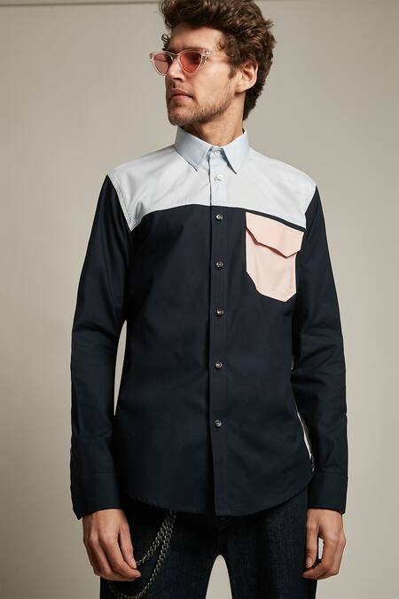 Sahil Aneja_Multi Color Cotton Block Shirt_Online_at_Aza_Fashions