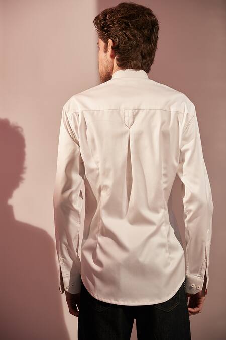 Buy_Sahil Aneja_White Cotton Hand Print Shirt_Online_at_Aza_Fashions