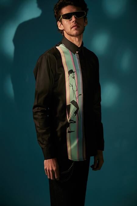 Buy_Sahil Aneja_Black Cotton Bicycle Print Shirt_Online_at_Aza_Fashions