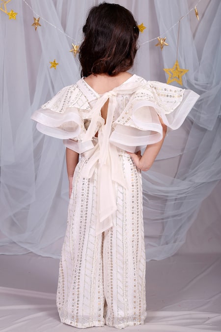 Shop_Kirti Agarwal - Pret N Couture_Off White Georgette, Organza Sequins Embellished Flared Pant Set _at_Aza_Fashions