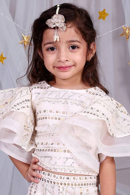 Buy_Kirti Agarwal - Pret N Couture_Off White Georgette, Organza Sequins Embellished Flared Pant Set _Online_at_Aza_Fashions
