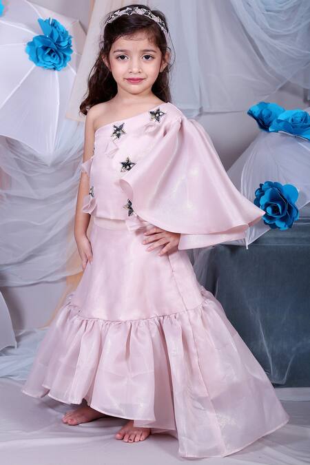 Kirti Agarwal - Pret N Couture_Pink Satin, Organza Embroidery, Tassels Embellished Skirt Set_Online_at_Aza_Fashions