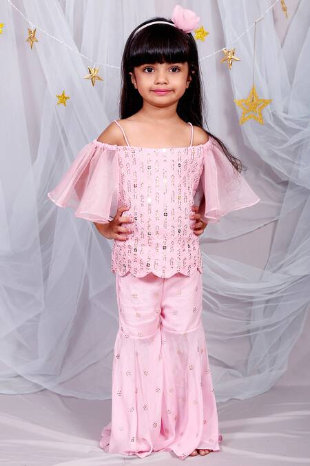 Kirti Agarwal - Pret N Couture_Pink Organza, Georgette, Lace Sequins, Embroidery Embellished Sharara Set _Online_at_Aza_Fashions