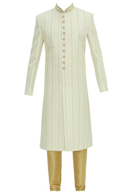 Buy_Aryavir Malhotra_White Chikankari Sherwani Set _Online_at_Aza_Fashions