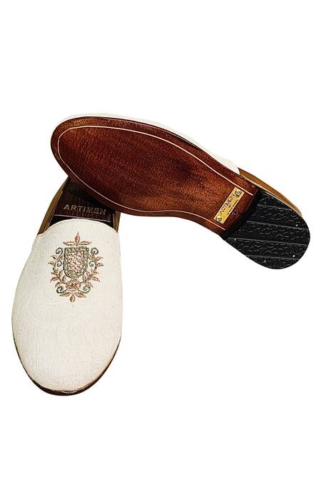 Shop_Artimen_White Embroidered Loafers _Online_at_Aza_Fashions