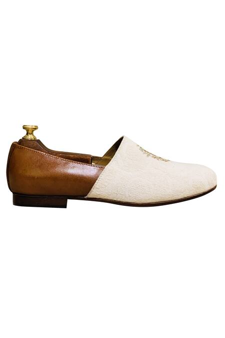 Artimen_White Embroidered Loafers _at_Aza_Fashions