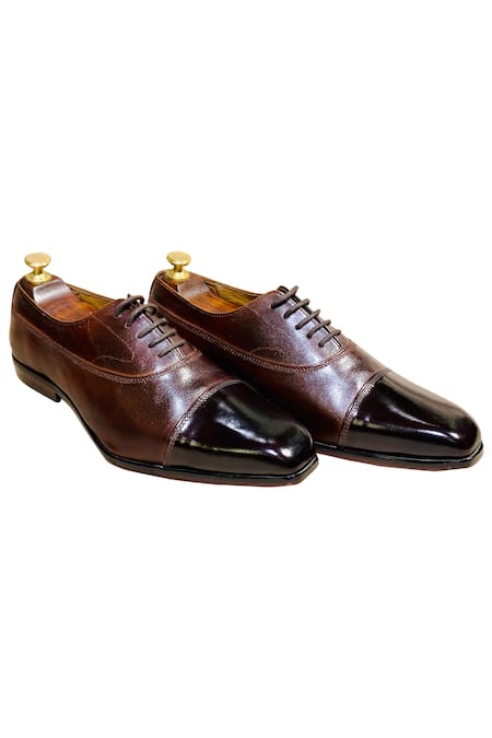 Artimen_Brown Hand Sprayed Oxfords _Online_at_Aza_Fashions
