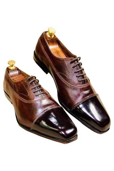 Buy_Artimen_Brown Hand Sprayed Oxfords _Online_at_Aza_Fashions