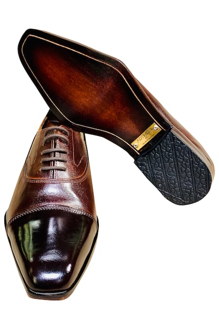Shop_Artimen_Brown Hand Sprayed Oxfords _Online_at_Aza_Fashions