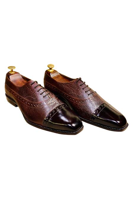 Artimen_Brown Handcrafted Brogue Oxfords _Online_at_Aza_Fashions