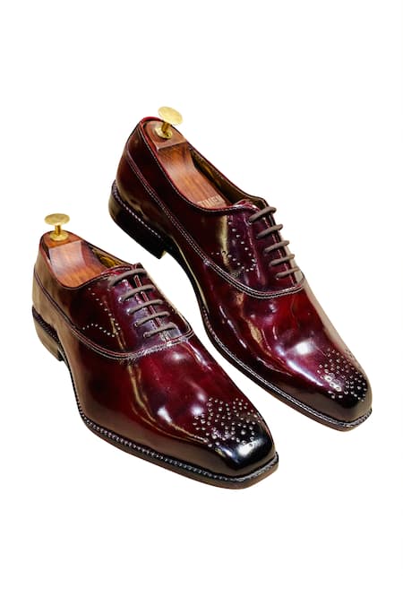 Artimen Maroon Handcrafted Derby Brogues  4