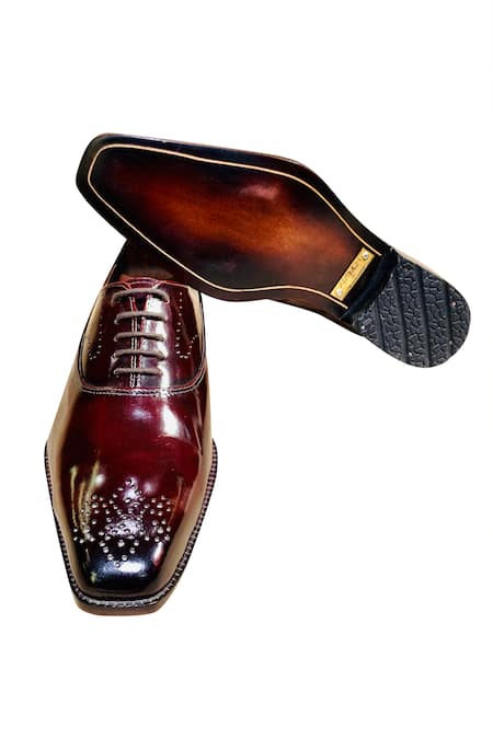 Artimen Maroon Handcrafted Derby Brogues  5