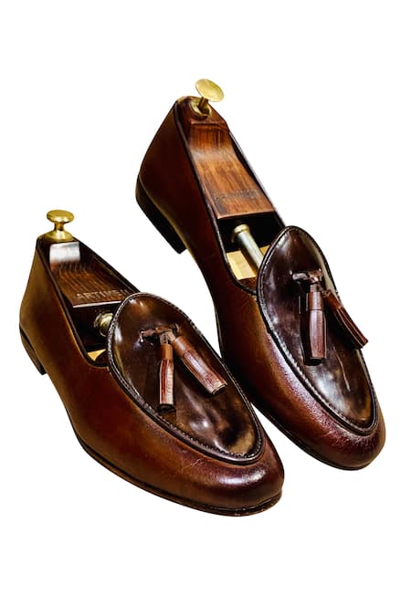 Buy_Artimen_Brown Plain Tassel Loafers _Online_at_Aza_Fashions