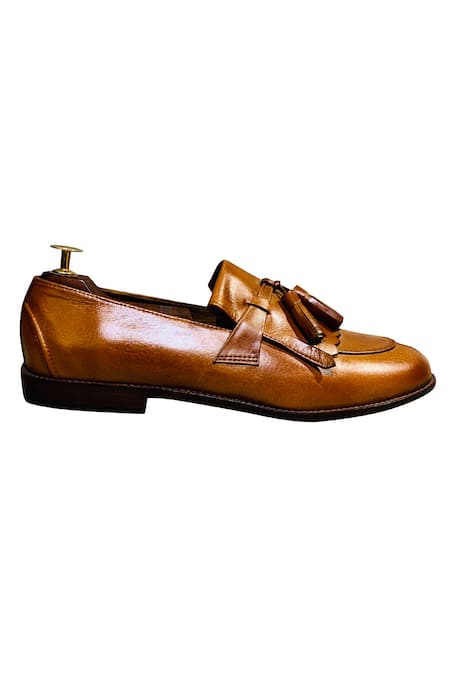 Artimen_Brown Plain Fringe Loafers _at_Aza_Fashions
