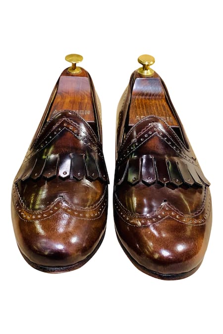 Shop_Artimen_Brown Brogue Fringe Loafers _at_Aza_Fashions