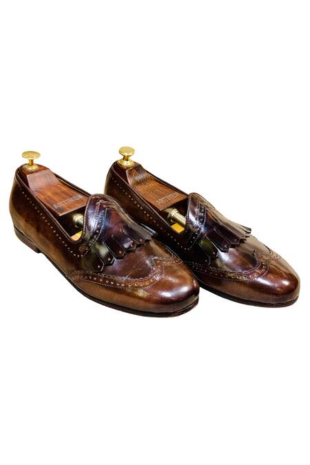 Artimen_Brown Brogue Fringe Loafers _Online_at_Aza_Fashions