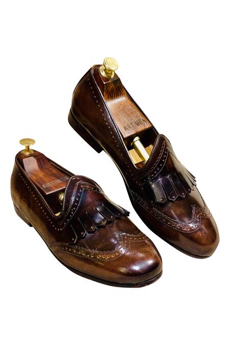 Buy_Artimen_Brown Brogue Fringe Loafers _Online_at_Aza_Fashions