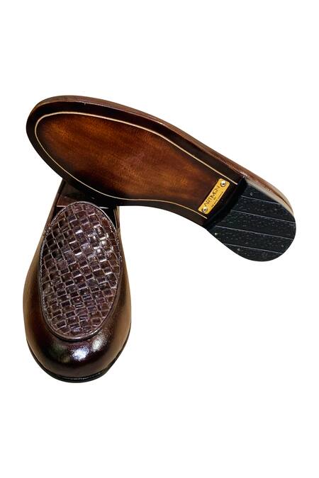Shop_Artimen_Brown Woven Textured Loafers _Online_at_Aza_Fashions