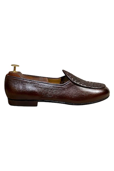 Artimen_Brown Woven Textured Loafers _at_Aza_Fashions