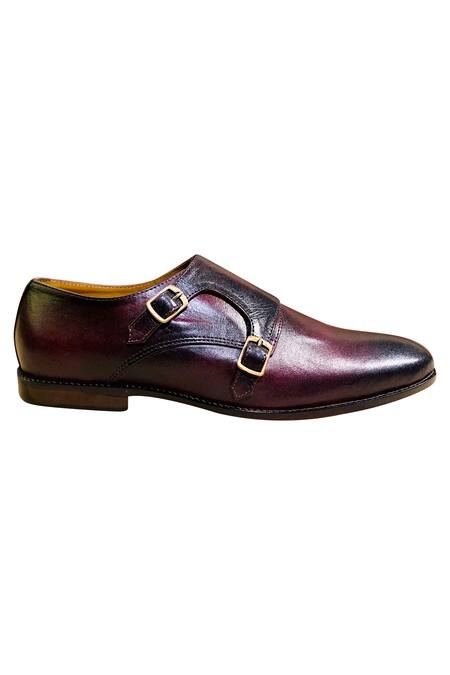 Artimen_Maroon Double Strap Monk Shoes _at_Aza_Fashions