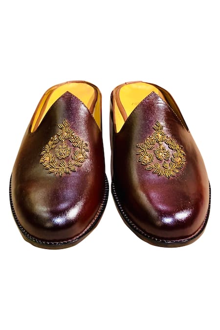 Shop_Artimen_Brown Embellished Mules _at_Aza_Fashions