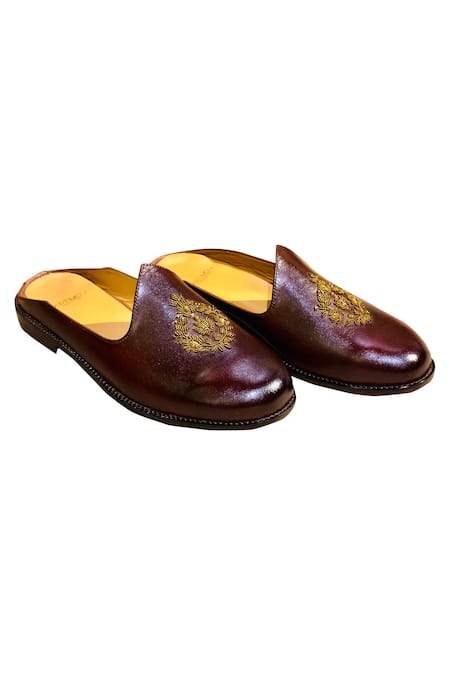 Artimen_Brown Embellished Mules _Online_at_Aza_Fashions