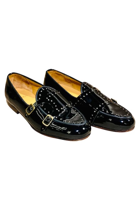 Artimen_Black Double Strap Monk Shoes _Online_at_Aza_Fashions