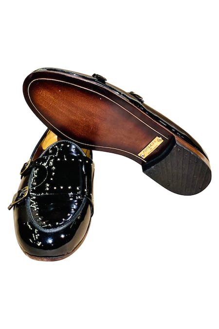 Shop_Artimen_Black Double Strap Monk Shoes _Online_at_Aza_Fashions