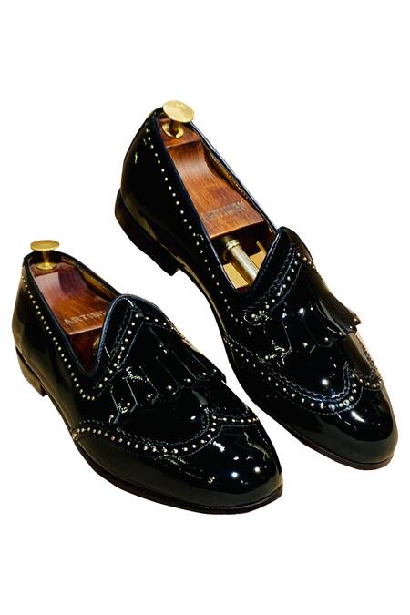 Buy_Artimen_Black Embellished Fringe Loafers _Online_at_Aza_Fashions
