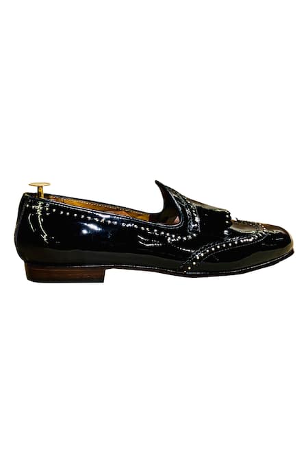 Artimen_Black Embellished Fringe Loafers _at_Aza_Fashions