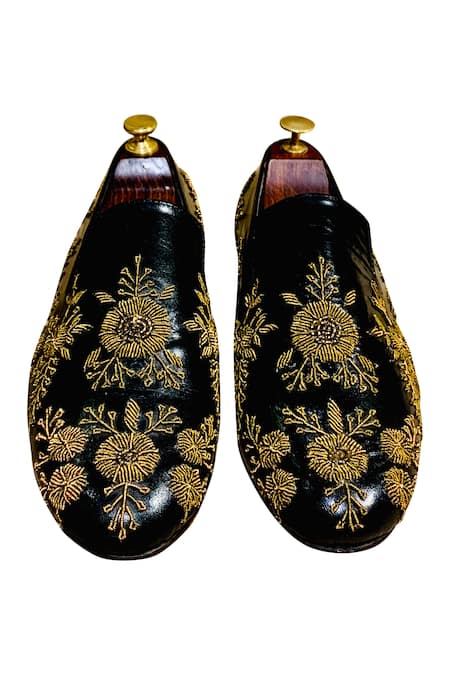 Shop_Artimen_Black Embellished Loafers _at_Aza_Fashions