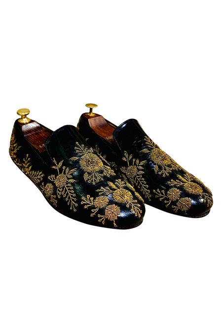 Artimen_Black Embellished Loafers _Online_at_Aza_Fashions