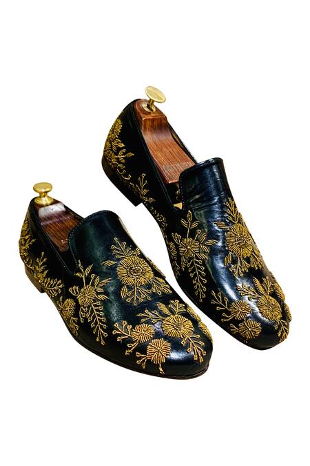 Buy_Artimen_Black Embellished Loafers _Online_at_Aza_Fashions