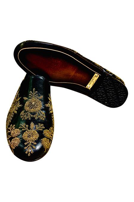 Shop_Artimen_Black Embellished Loafers _Online_at_Aza_Fashions