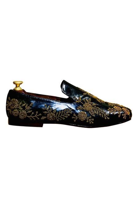 Artimen_Black Embellished Loafers _at_Aza_Fashions