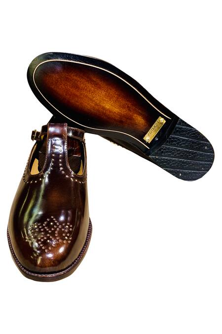Shop_Artimen_Brown Embellished Brogue Shoes _Online_at_Aza_Fashions