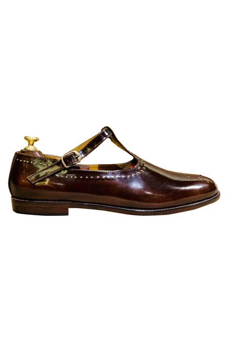 Artimen_Brown Embellished Brogue Shoes _at_Aza_Fashions