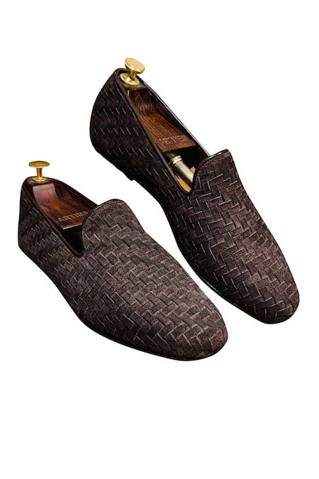 Buy_Artimen_Brown Woven Textured Loafers _Online_at_Aza_Fashions