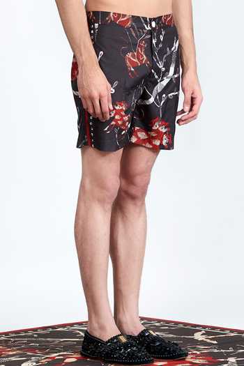 Shivan & Narresh Black Quick Dry Sheeter Printed Shorts Online at Aza Fashions Shivan & Narresh_Black Quick Dry Sheeter Printed Shorts _Online_at_Aza_Fashions