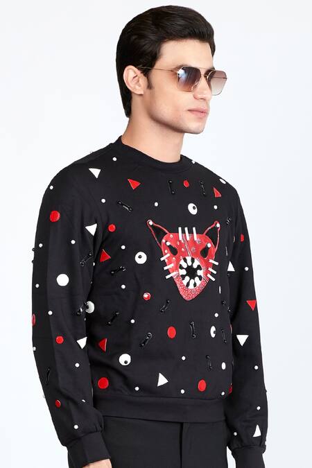 Shivan & Narresh Black Jersey Embellished Jumper Online at Aza Fashions Shivan & Narresh_Black Jersey Embellished Jumper _Online_at_Aza_Fashions