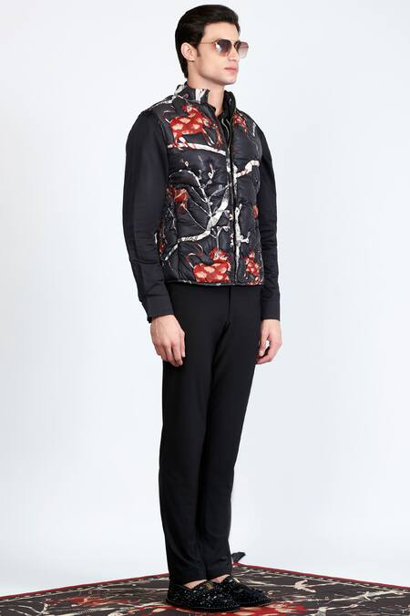 Shivan & Narresh Black Quick Dry Sheeter Printed Jacket