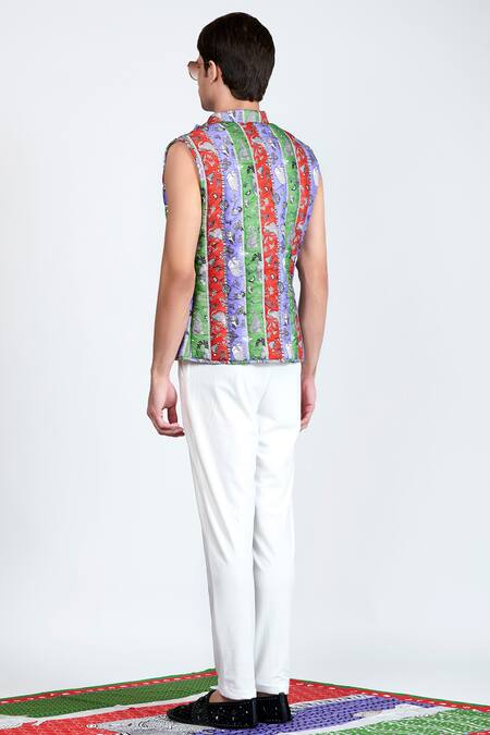 Shop Shivan & Narresh Multi Color Quick Dry Sheeter Printed Jacket at Aza Fashions Shop_Shivan & Narresh_Multi Color Quick Dry Sheeter Printed Jacket _at_Aza_Fashions