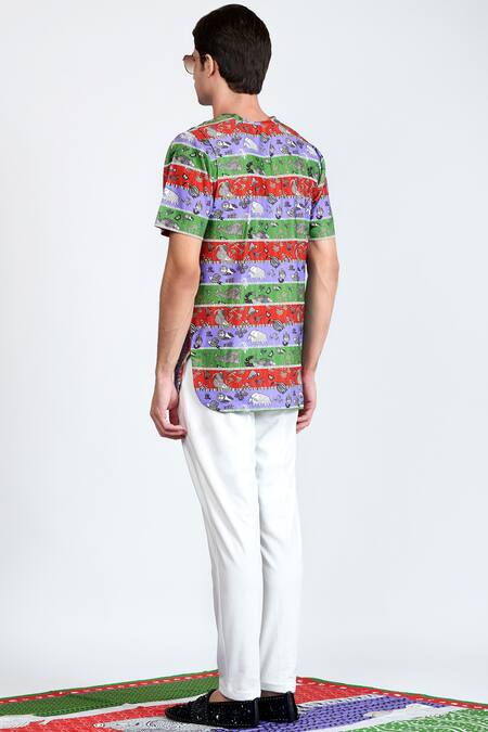 Shop Shivan & Narresh Multi Color Jersey Printed T-shirt at Aza Fashions Shop_Shivan & Narresh_Multi Color Jersey Printed T-shirt _at_Aza_Fashions