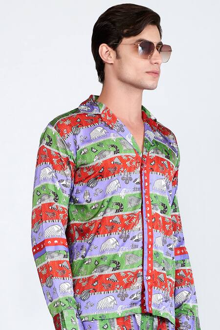 Shivan & Narresh_Multi Color Stone Crepe Printed Pant Set _Online_at_Aza_Fashions