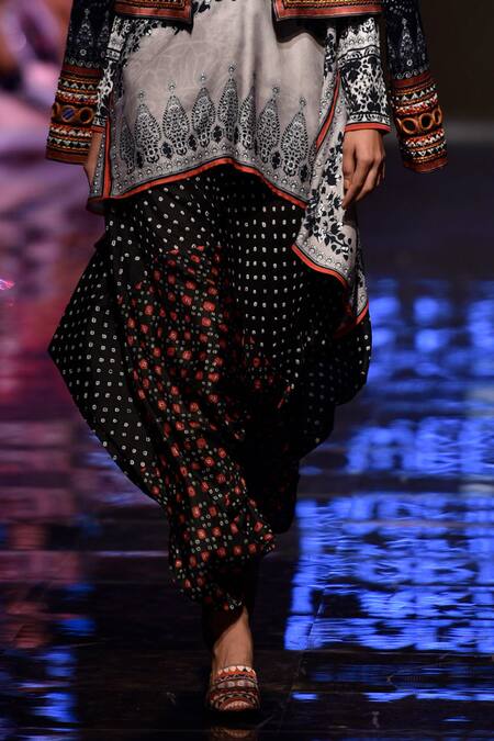 Rajdeep Ranawat_Black Silk Bandhani Pants_Online_at_Aza_Fashions