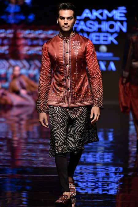 Rajdeep Ranawat Silk Bandhej Kurta 