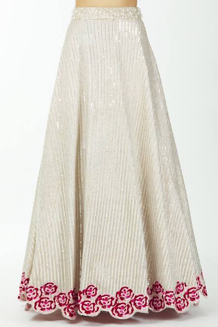 Shop_Bombae By Deepika Reddy_Peach Blouse Silk Embellished Lehenga Set_Online_at_Aza_Fashions