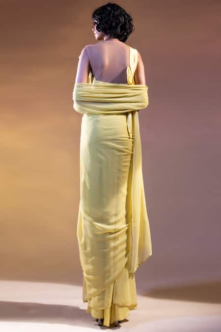 Shop Abhishek Sharma Yellow Chiffon Saree at Aza Fashions Shop_Abhishek Sharma_Yellow Chiffon Saree _at_Aza_Fashions