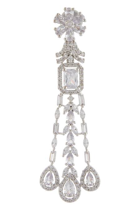 Just Shradhas_Silver Plated Crystal Dangler Earrings_Online_at_Aza_Fashions